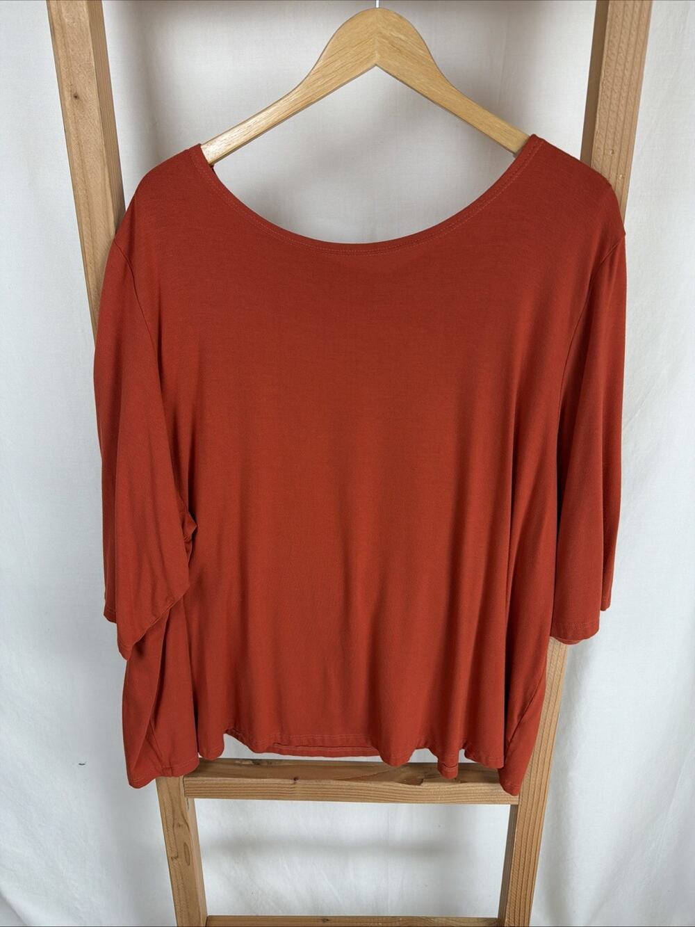 NWT Kleen Burnt Orange 3/4 Sleeve Viscose Blend Top #0831 Size S
